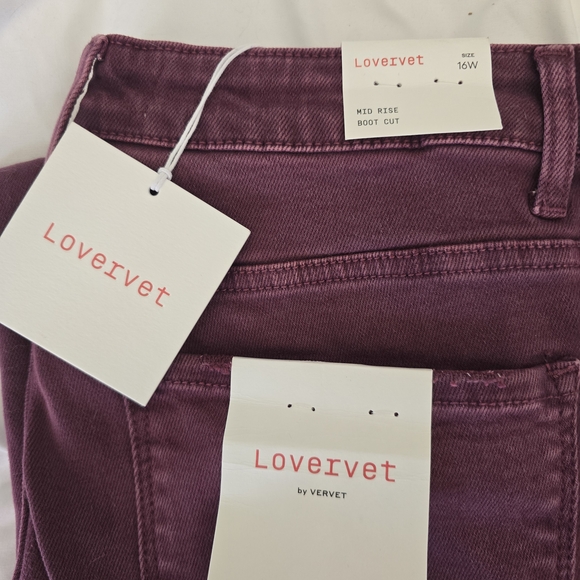 NWT Lovervet Midrise Boot Cut Burgundy Purple Size 16W Jeans - Picture 2 of 7